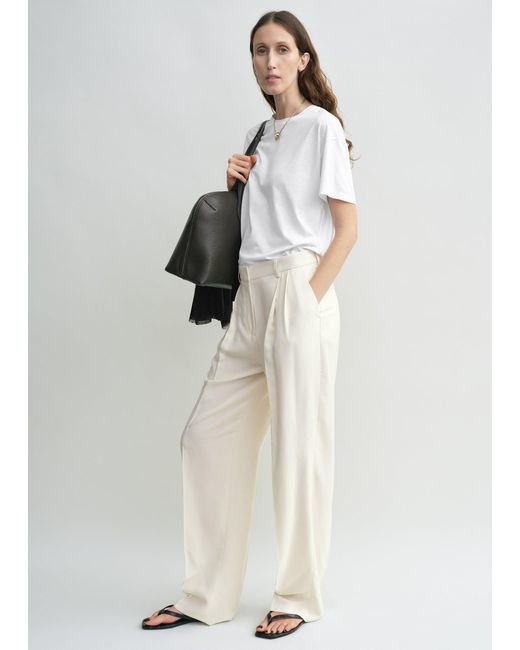 Totême White Double-Pleat Fluid Trousers