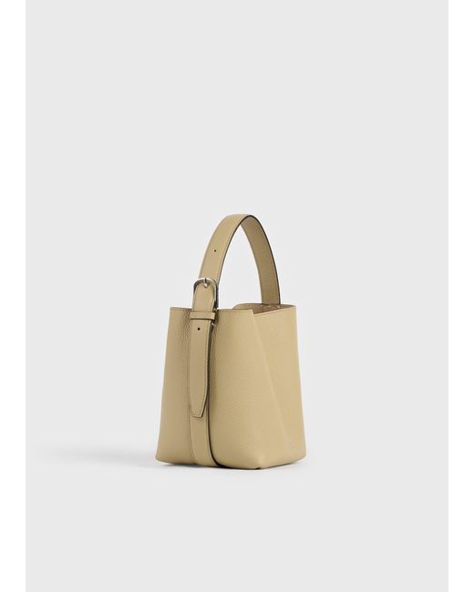 Totême Metallic Small Belted Grained-Leather Tote