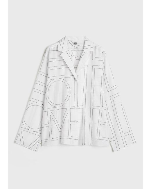 Totême  White Monogram Cotton-Blend Pj Top