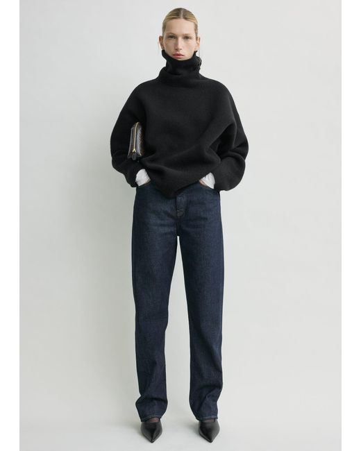 Totême Black Double-Knit Turtleneck