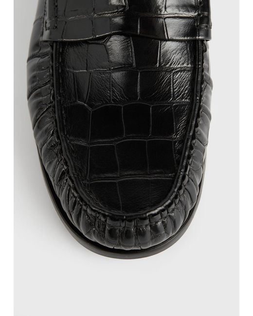 Totême White Moccasin Croco-Embossed Loafers