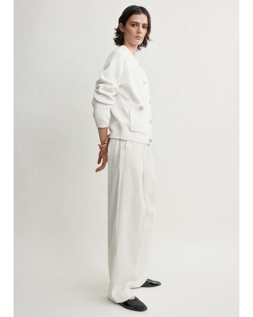 Totême White Hammered Button Cotton Cardigan