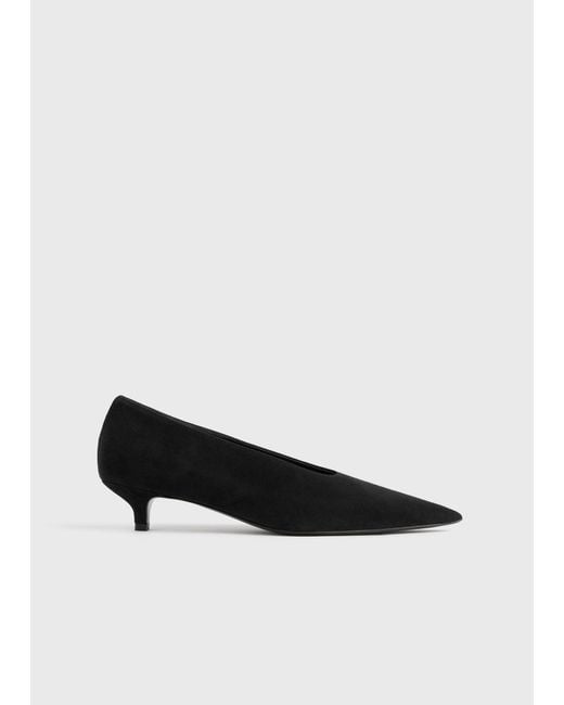 Totême White Sharp Suede Kitten Pumps
