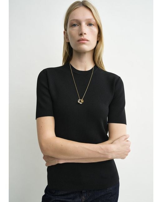 Totême Black Compact Knit Tee