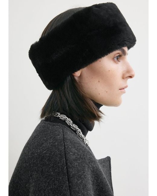 Totême Black Shearling Headband