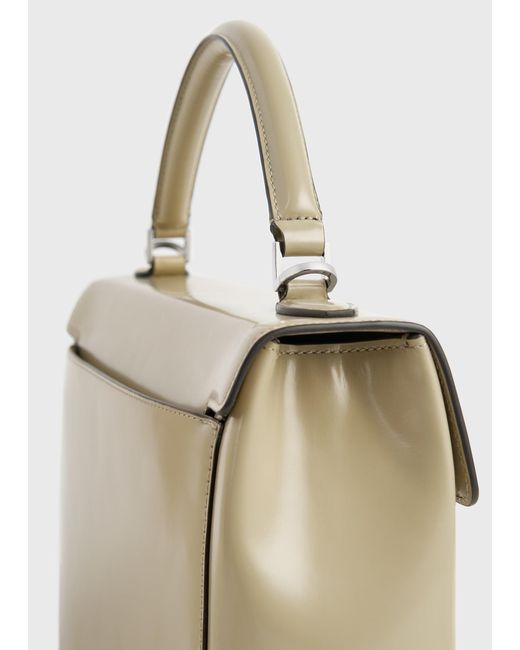 Totême White Clip Polished-Leather Top Handle