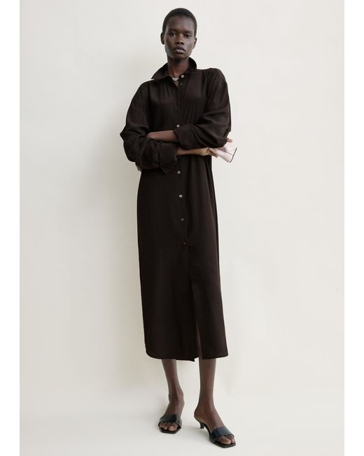 Totême Black Silk Shirtdress