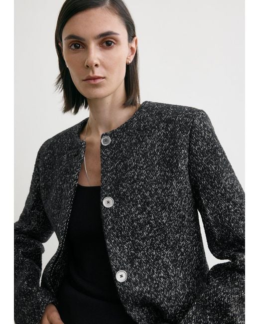 Totême  Gray Collarless Cinched Jacket