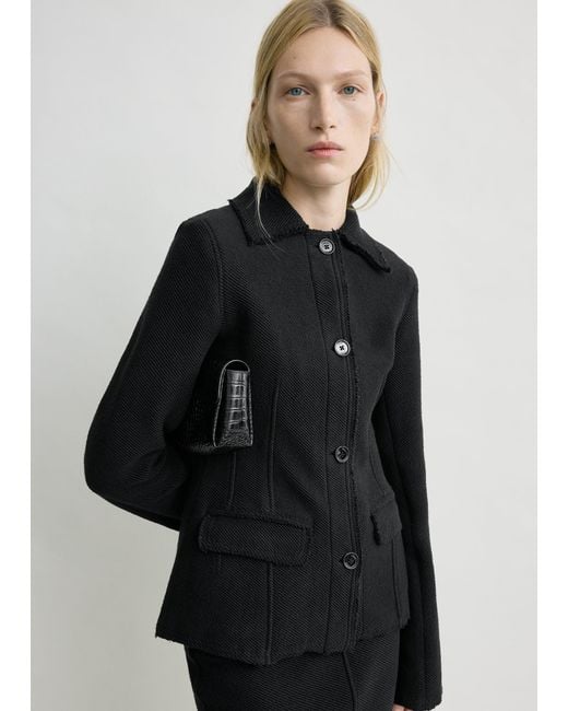 Totême Black Raw Hem Cotton Jacket