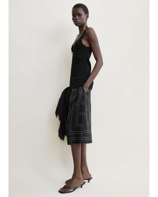 Totême Black Monogram Silk Pj Culottes