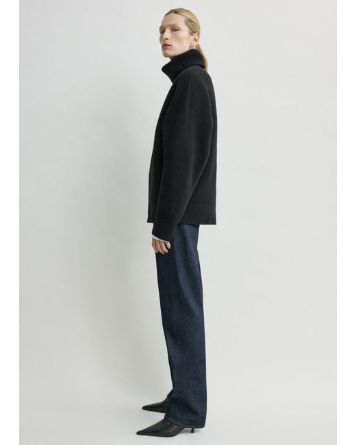 Totême Black Double-Knit Turtleneck