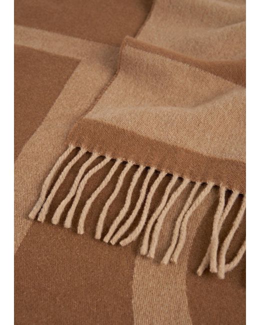 Totême  Natural Monogram Jacquard Wool Scarf Camel