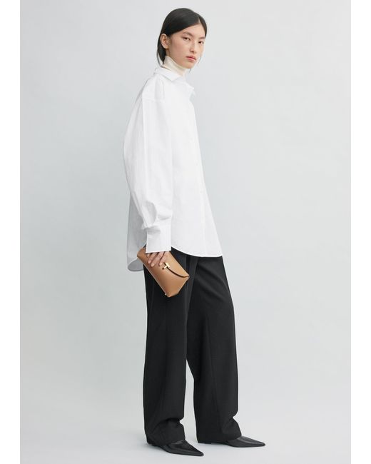 Totême White Mini T-Lock Leather Clutch
