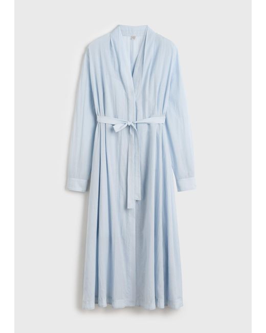 Totême Blue Belted Cotton Voile Dress