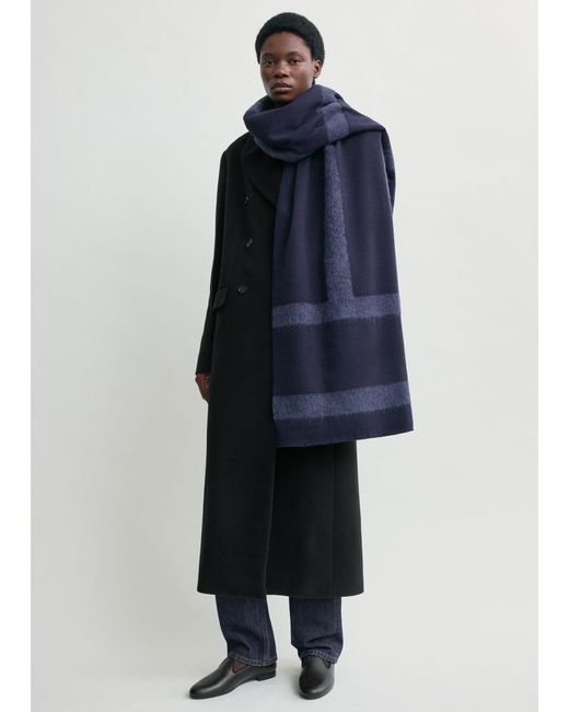 Totême Blue Monogram Twill Scarf