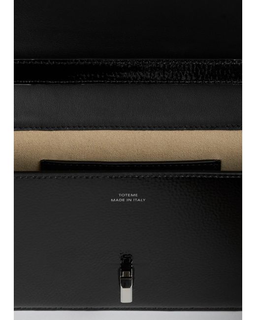 Totême White T-Lock Grained-Patent Crossbody