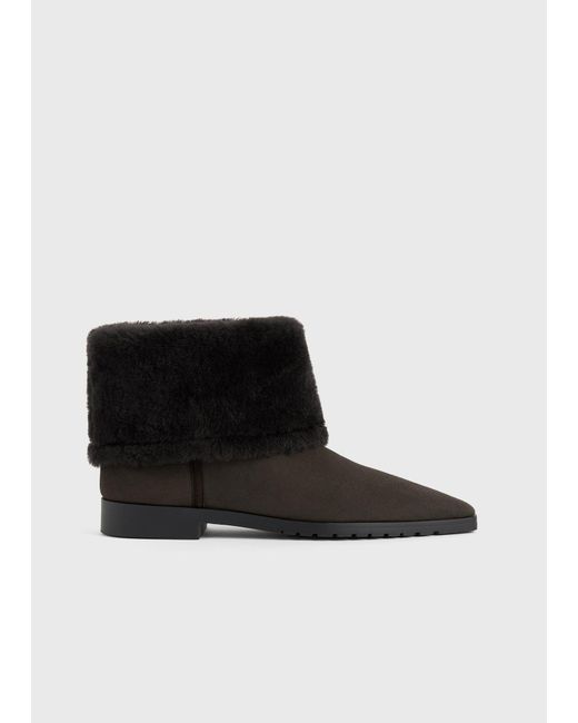 Totême Black Fold-Down Shearling Boots