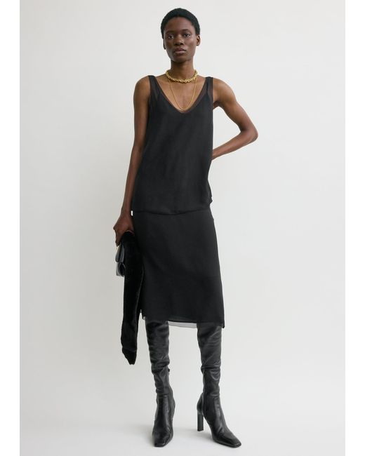 Totême  Black Chiffon Slip Skirt