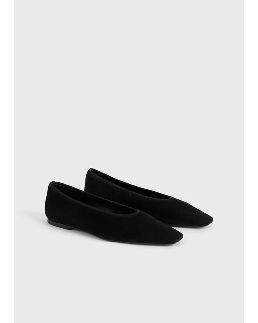 Totême White Minimalist Suede Ballerinas