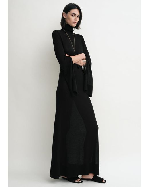 Totême  Black Slit Sleeve Knit Dress
