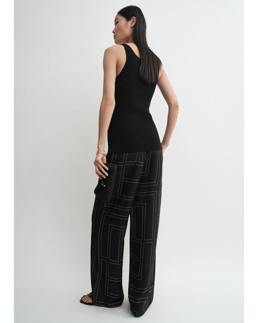 Totême Black Monogram Silk Pj Bottoms