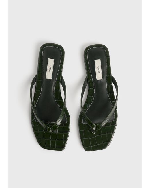 Totême  White Croco-Embossed Flip Flops