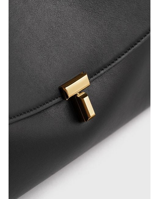 Totême  Black T-Lock Leather Satchel