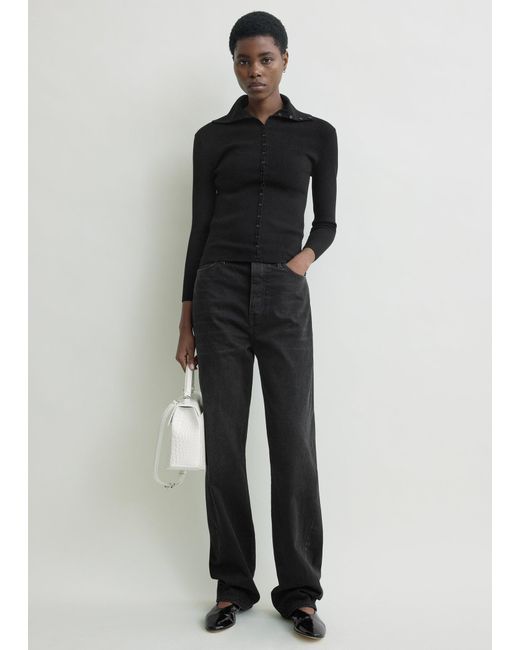 Totême Black Fitted Polo Cardigan