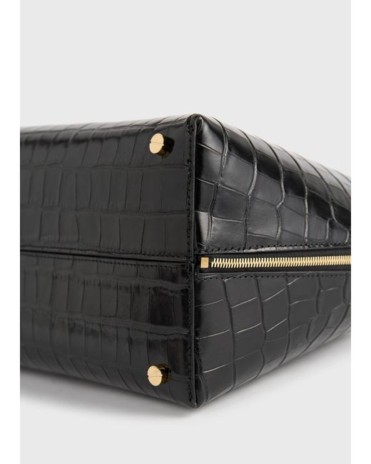 Totême Black Medium Croco-Embossed Day Tote