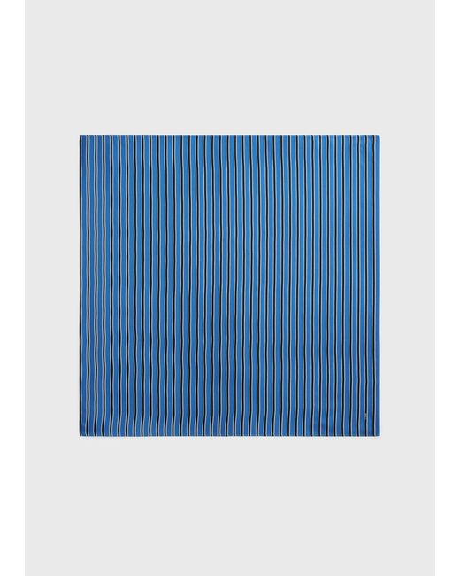 Totême Blue Striped Silk Scarf