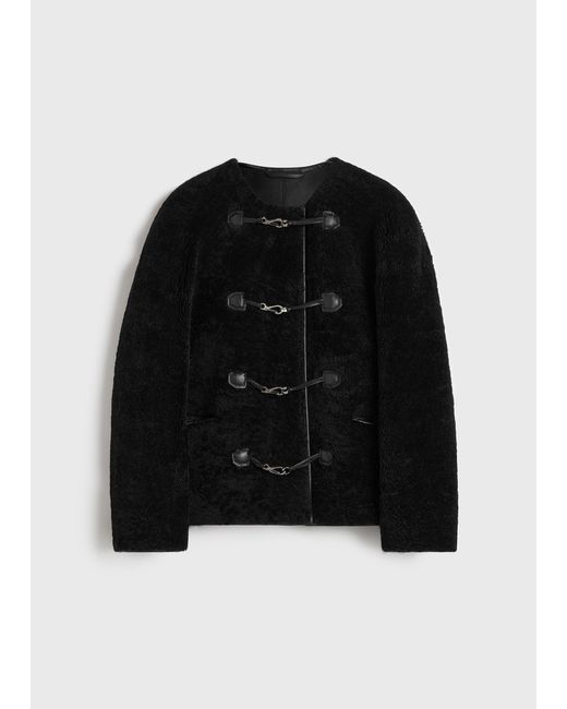 Totême Black Teddy Shearling Clasp Jacket