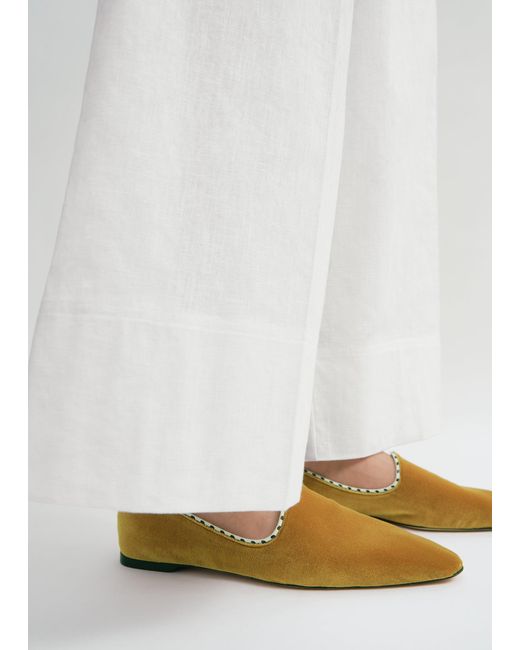 Totême  White Velvet Venetian Slippers