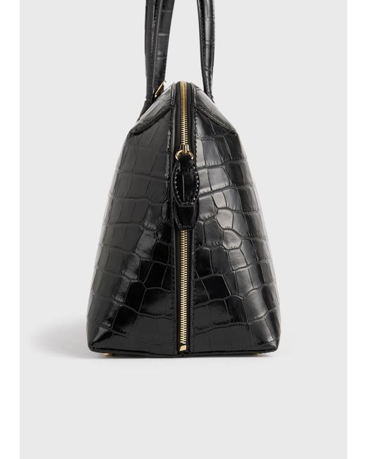 Totême Black Medium Croco-Embossed Day Tote