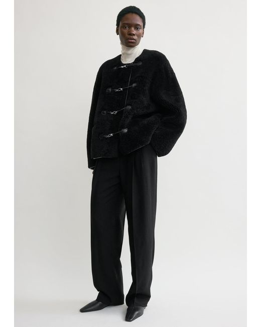 Totême Black Teddy Shearling Clasp Jacket