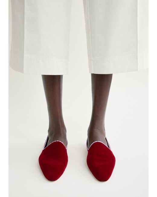 Totême Red Velvet Venetian Slippers