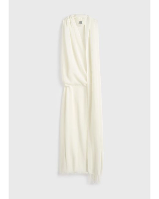 Totême  White Fringed Scarf Dress