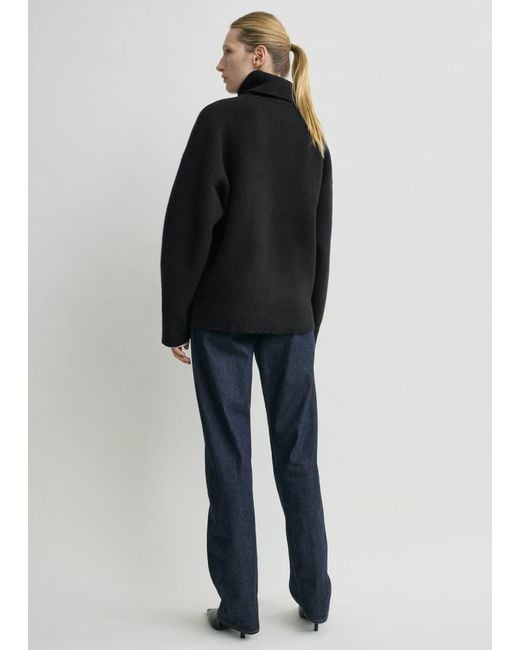 Totême Black Double-Knit Turtleneck