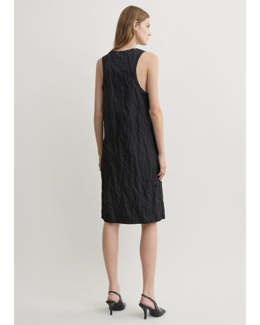 Totême Black Crinkled Cotton Tank Dress