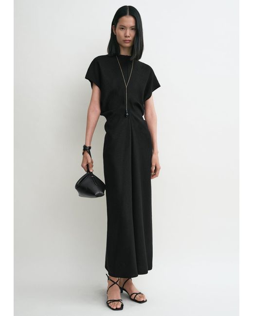 Totême Black Slouch Waist Basketweave Dress