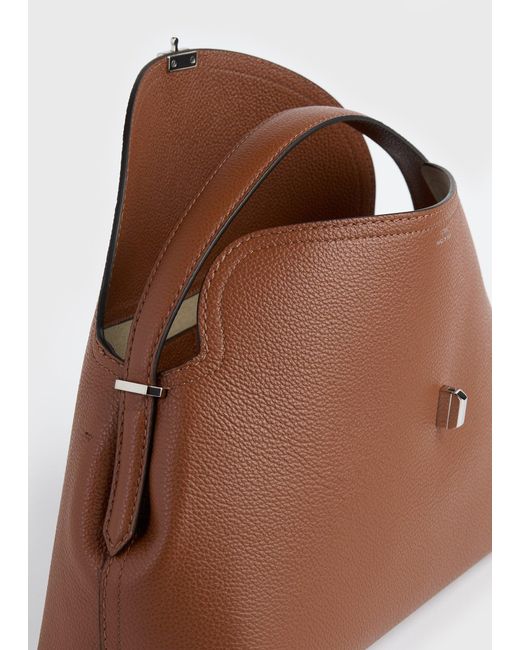 Totême Brown T-Lock Grained-Leather Top Handle