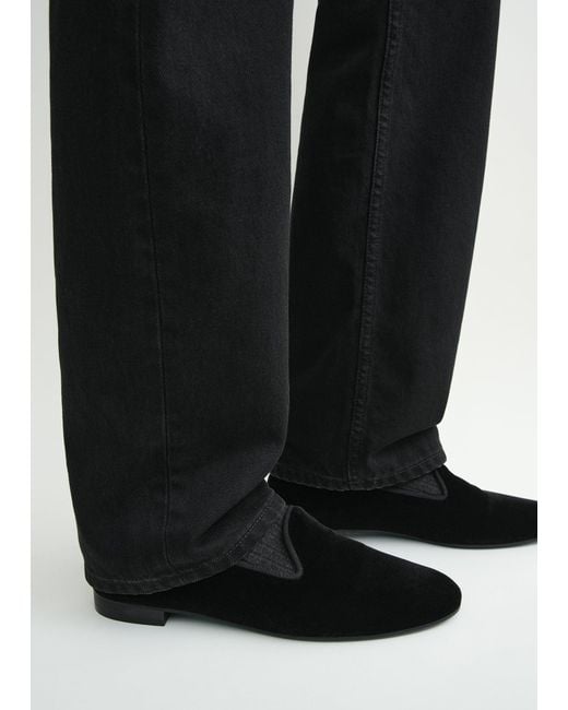 Totême White Velvet Loafers