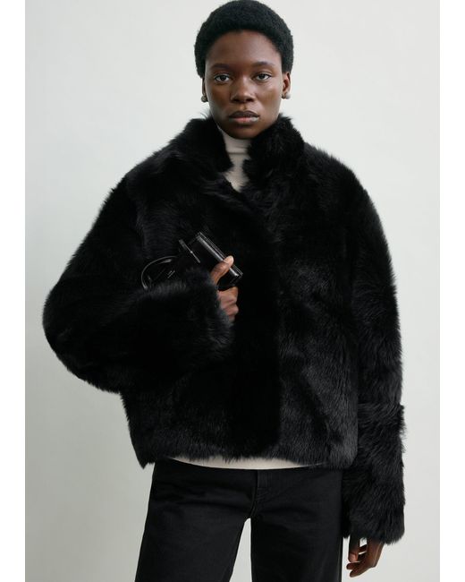 Totême Black Silky Shearling Jacket