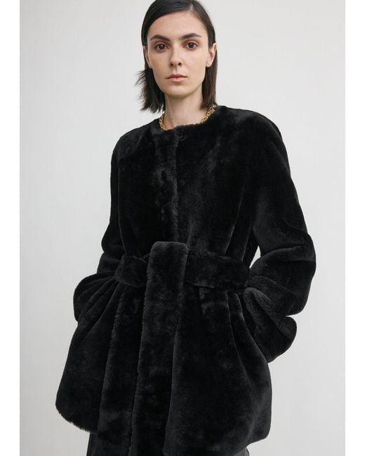 Totême Black Plush Shearling Jacket