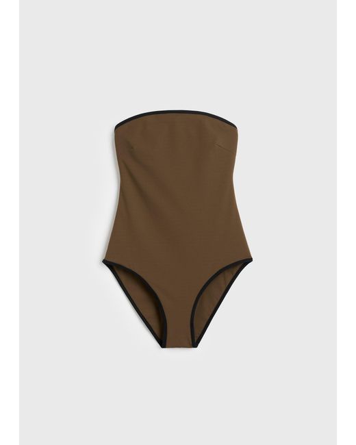 Totême Natural Stripe Edge Strapless Swimsuit