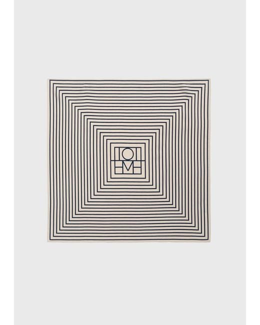 Totême White Signature Monogram Silk Scarf Crème