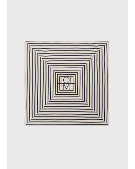 Totême White Signature Monogram Silk Scarf Crème