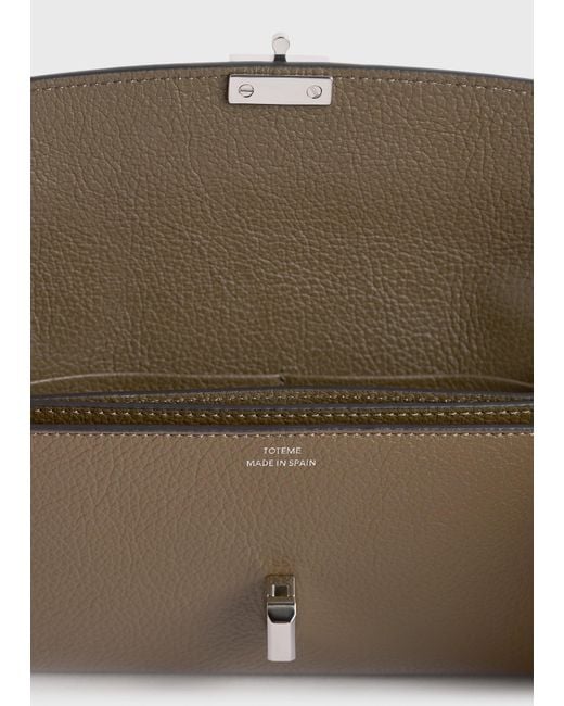 Totême Gray T-Lock Grained-Leather Wallet