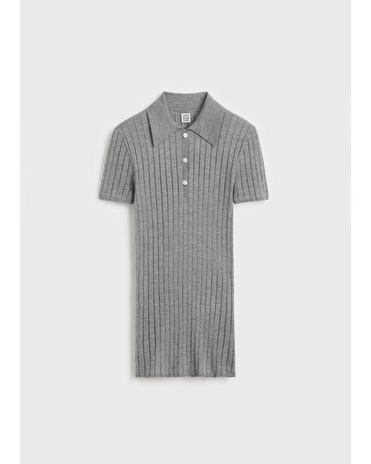 Totême Natural Ribbed Cashmere Silk Polo