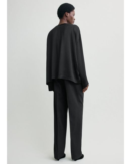 Totême Black Boxy Satin Top