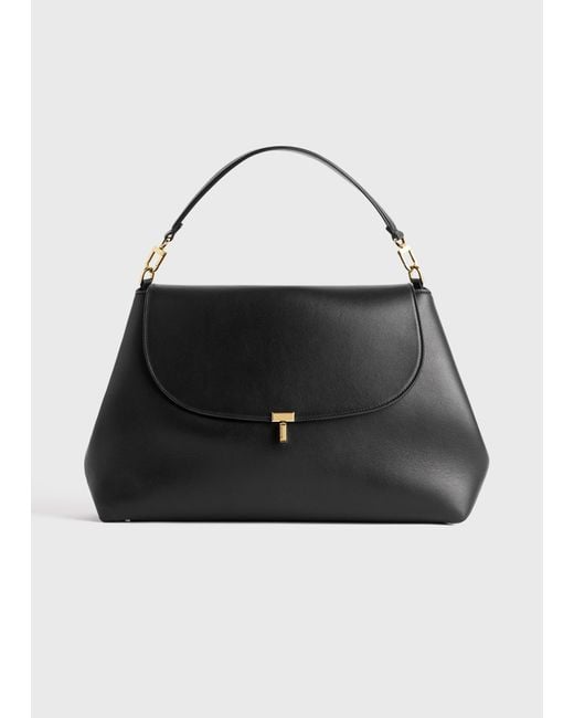 Totême  Black T-Lock Leather Satchel